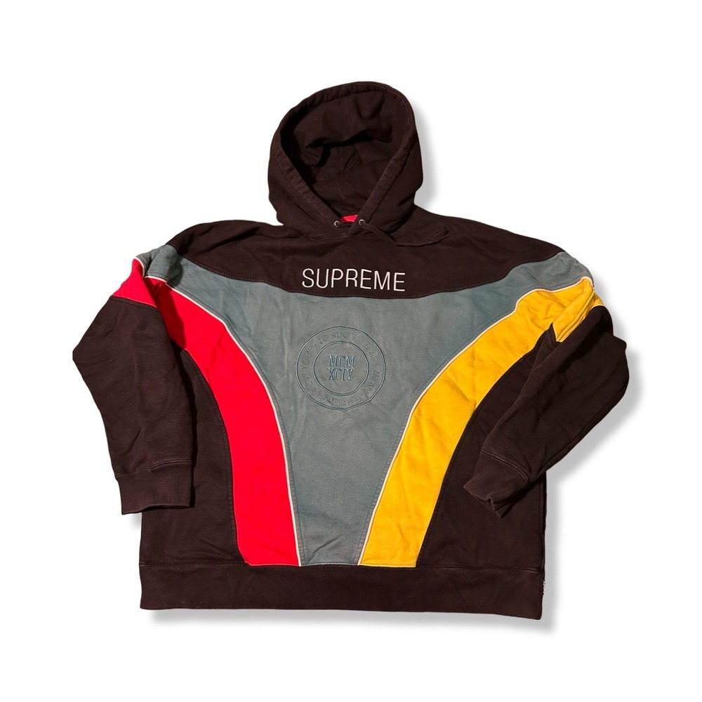 Supreme Hoodie Men Large Black Excellent Colorblocked MCMXCIV World Famous Milan